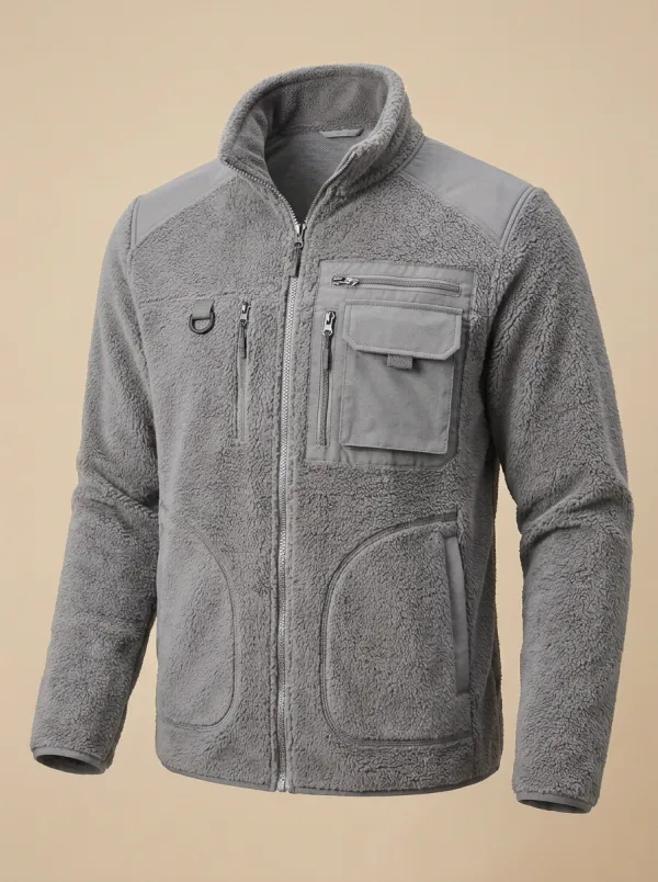 Tactical Multi Pocket Sherpa Fleece Zip Jacket