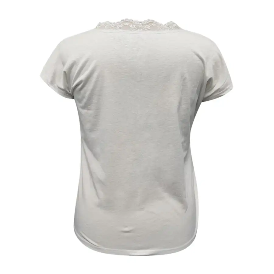 Full Size Lace Detail V-neck Short Sleeve Blouse
