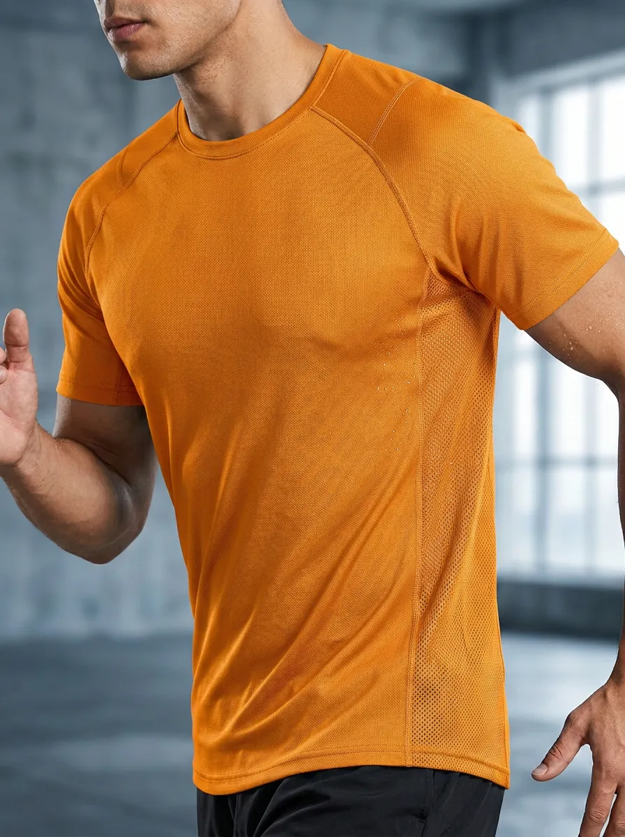 Men's Athletic Fitness Mesh Breathable Printed T-Shirt