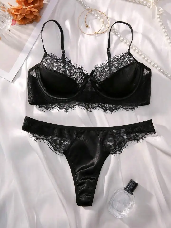 Refined Silk Lace Lingerie Set