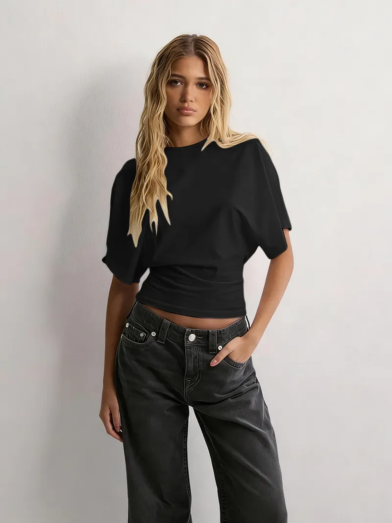 Women's Solid Color Round Neck Tee
