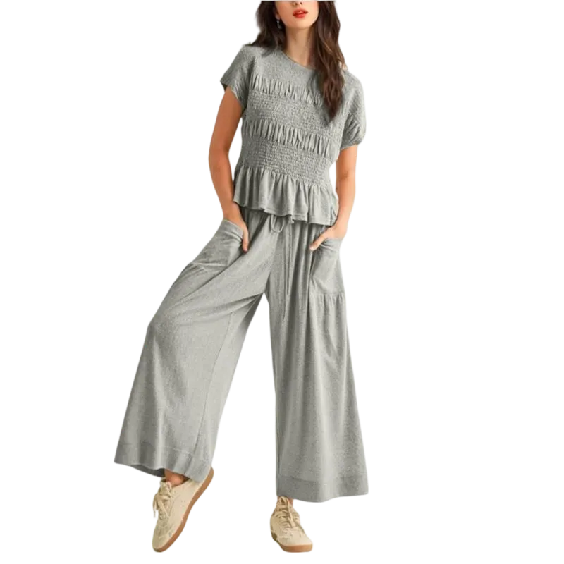 Women’s 2-Piece Smocked Top & Wide-Leg
