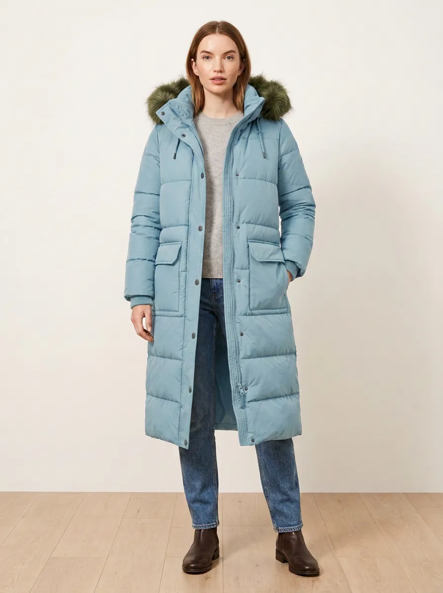 Leisure Faux-Fur Puffer Long Hooded Coat