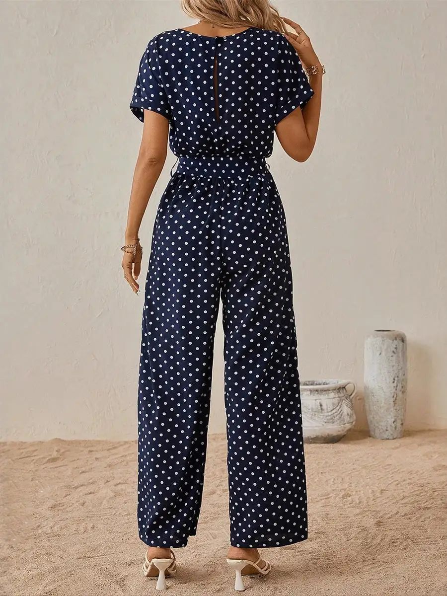 Negende Broek Met Hoge Taille Contrastkleurige Stippen En