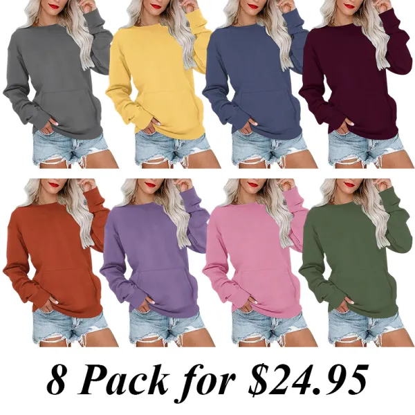 8PACK-Women's Crewneck Hoodless Sweatshir