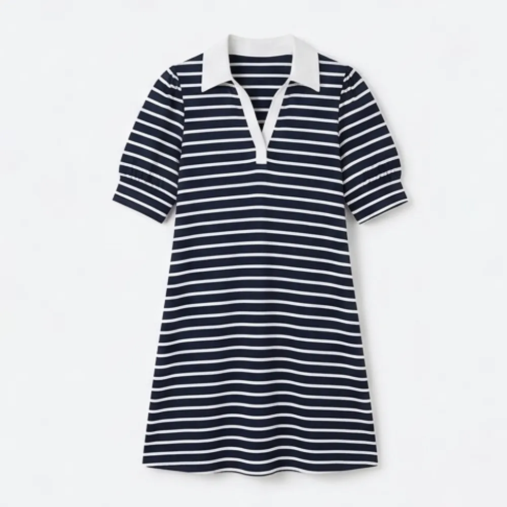 V Neck Striped Flattering Midi Dress