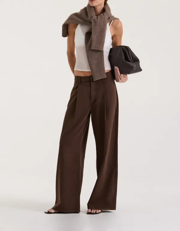 Mahogany Pleated Low-Rise Jean