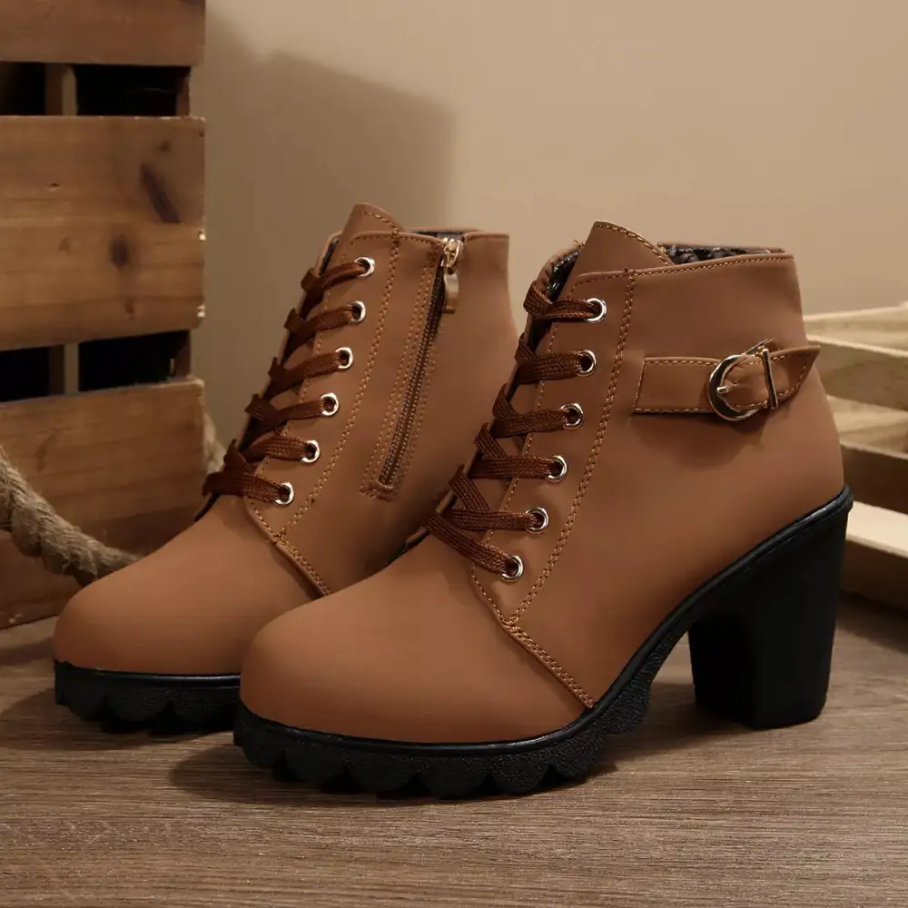 Essential Lace Up Block Heels Boots