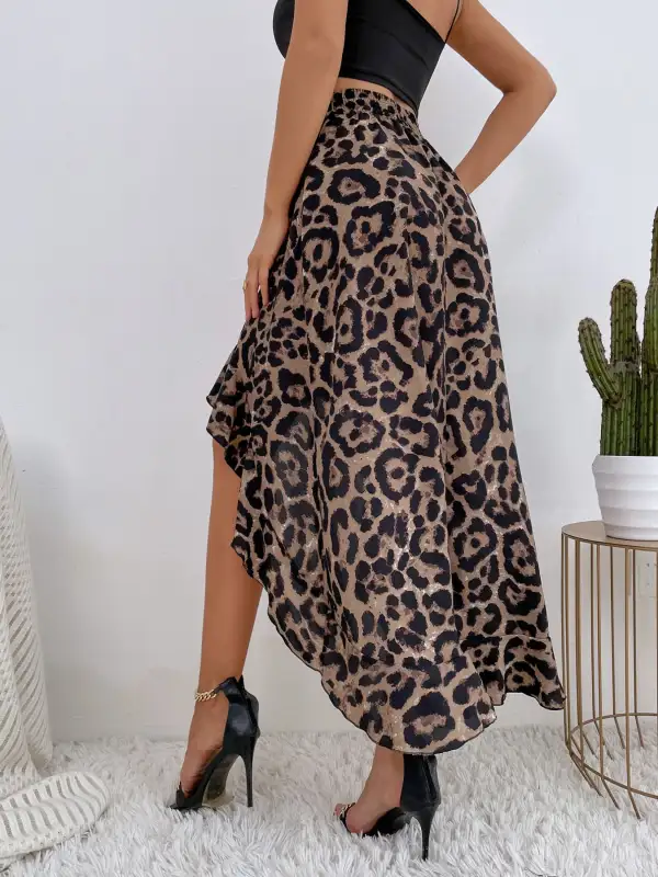 Print Ruffle Hem High-low Skirt