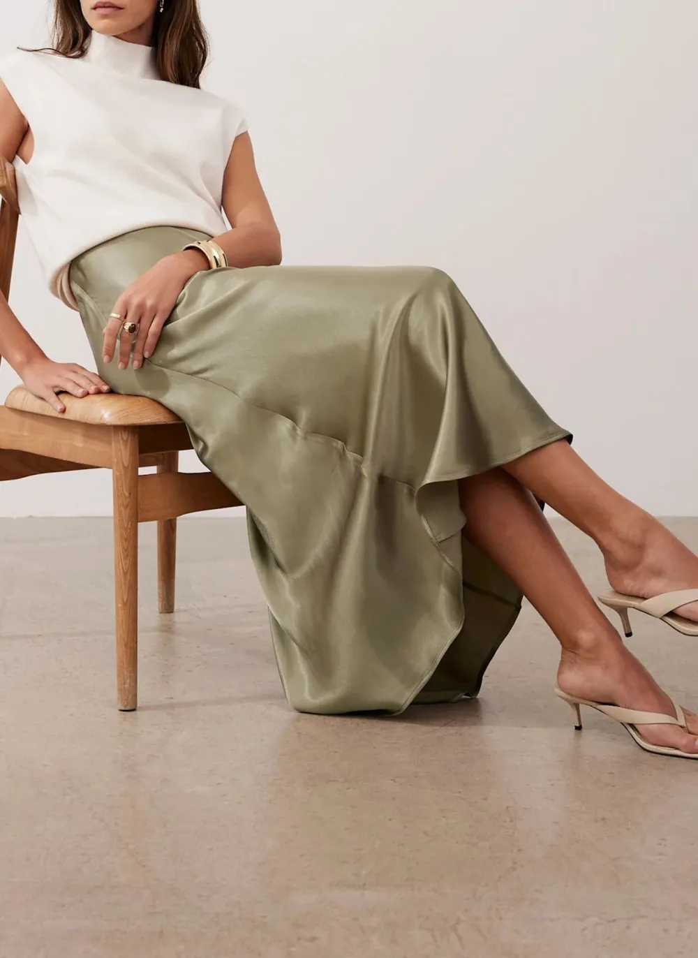 Casual Style Satin Slip Skirt