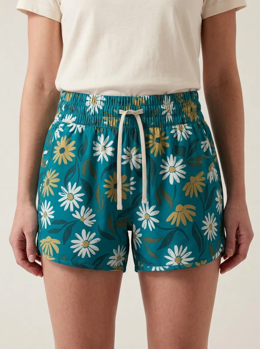 Women's Allover Floral Drawstring Casual Shorts