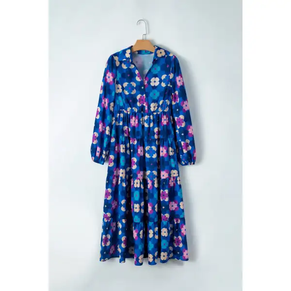 Neck Collared Neck Long Sleeve Midi Dress