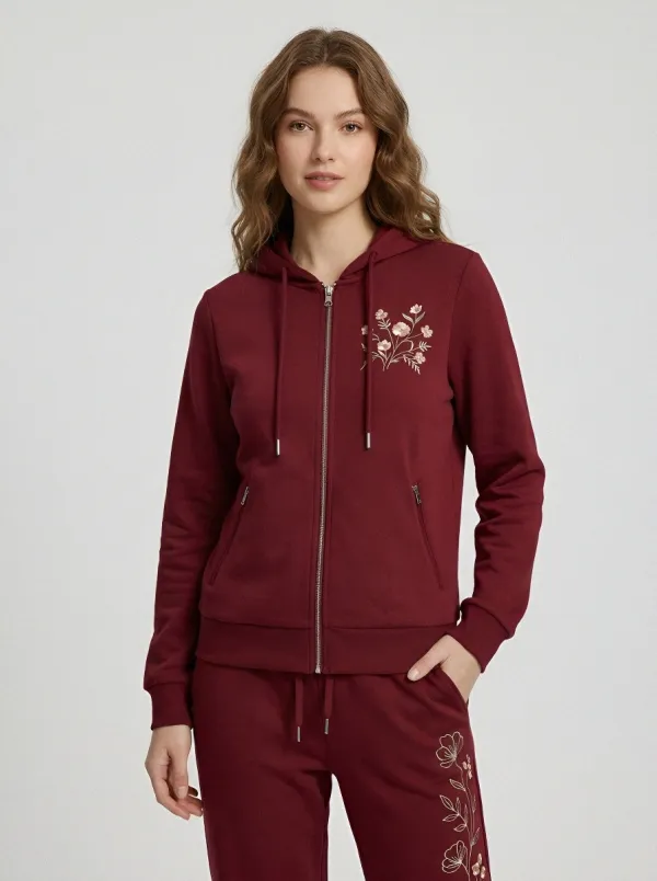 Women's Sage Green Drawstring Joggers Zip-Up Hoodie Jacket & Jogger Set