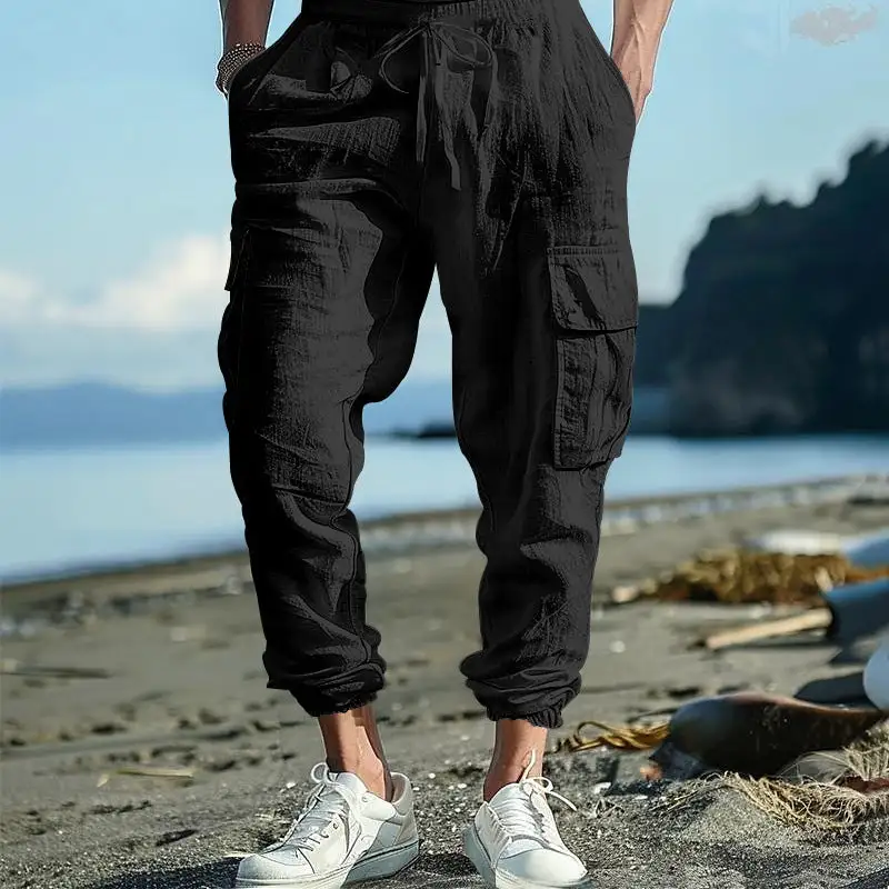 Men's Casual Cargo Waistband Pockets Cargo Pants