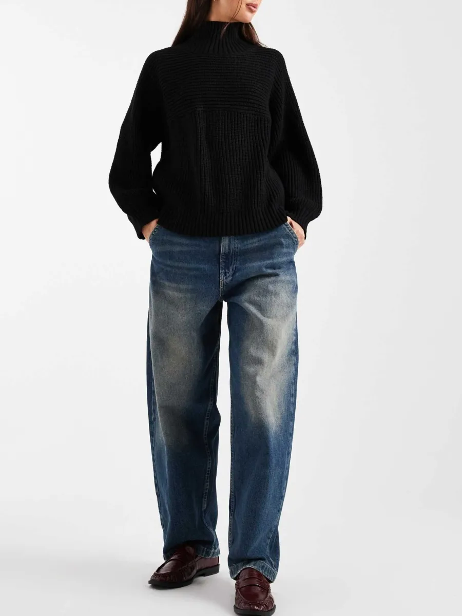 Turtleneck Ribbed Knit Sweater