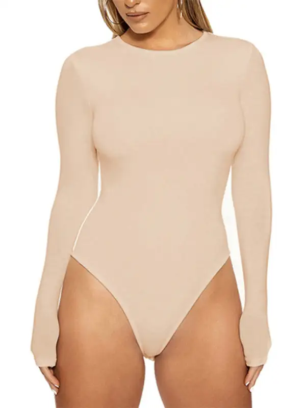 Bottoming Tops Long Sleeved Tight Fitting Jumpsuit