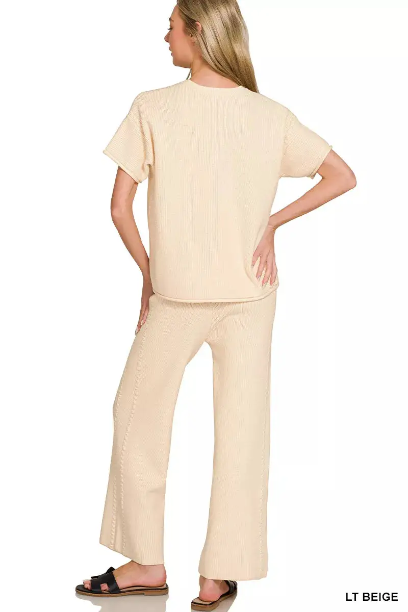 Classic Viscose Round Neck Top & Pants Set