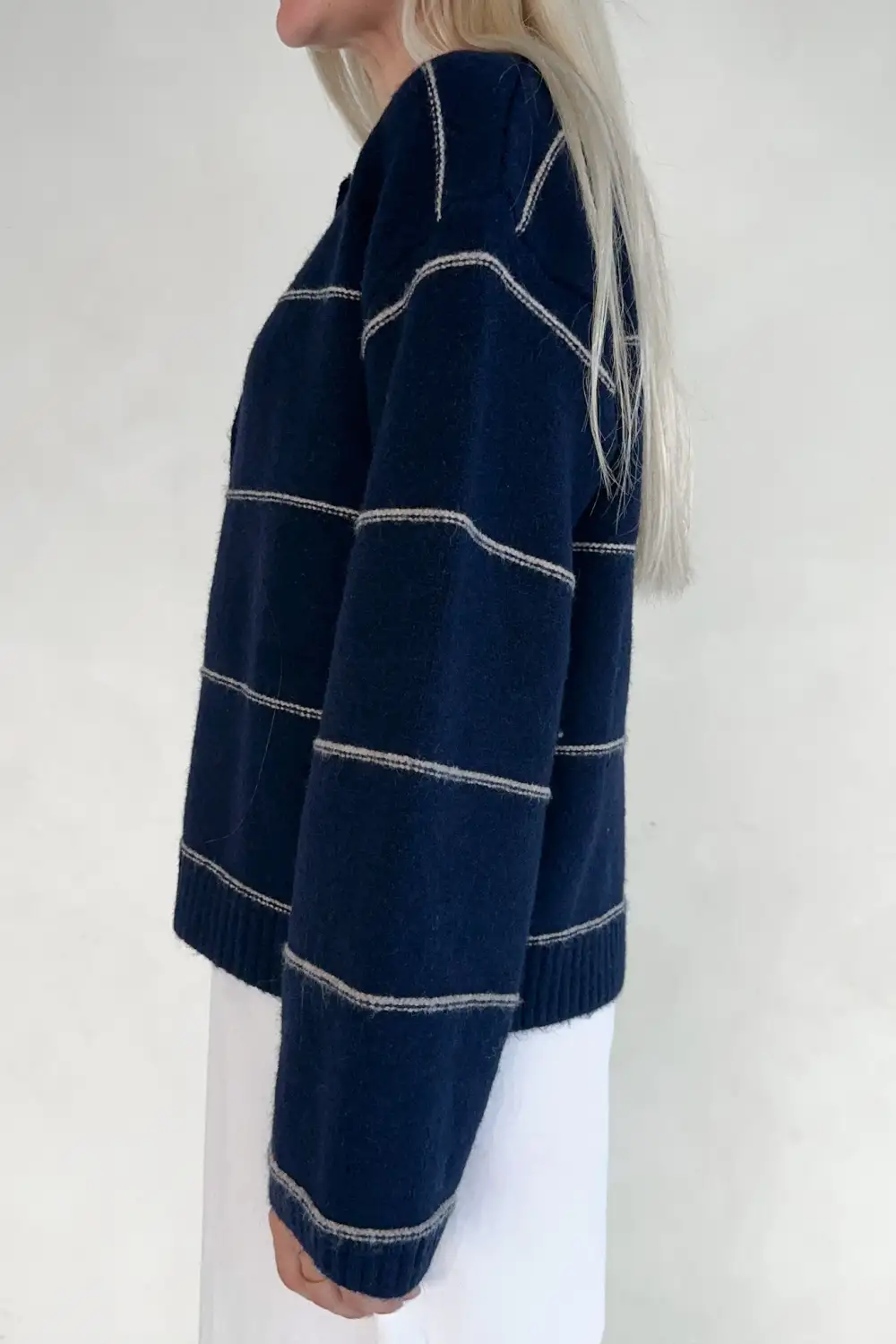 Knit Striped Button Front Cardigan