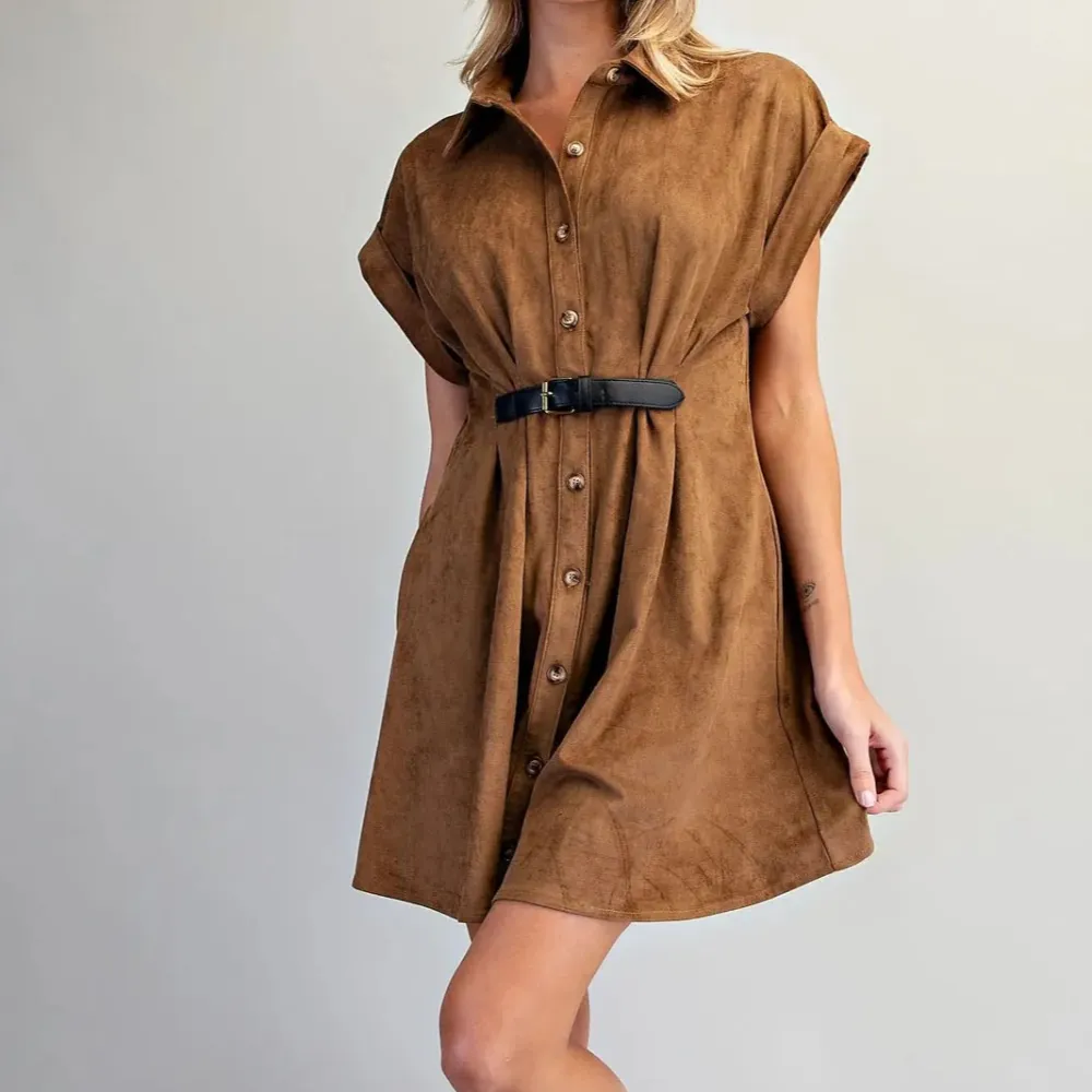 Belted Suede Mini Dress