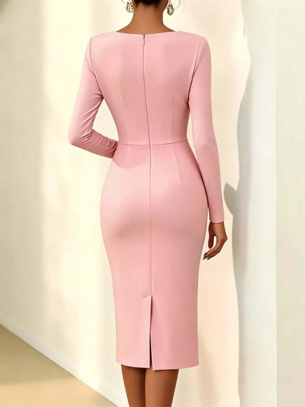 Asymmetric Neck Embellished Midi Dress