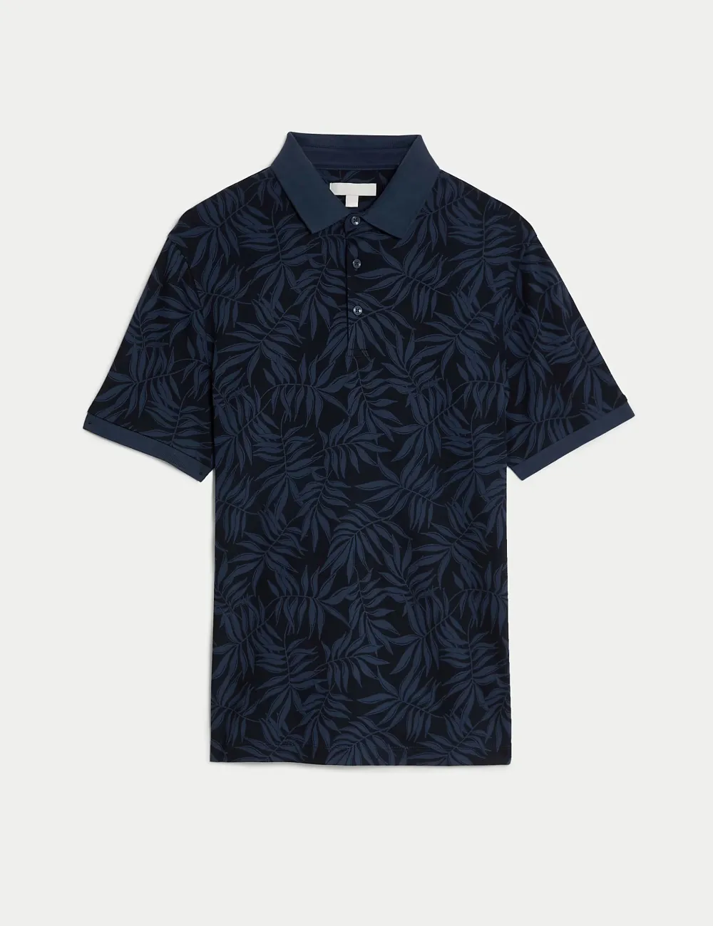 Dark Leaf Print Polo Shirt