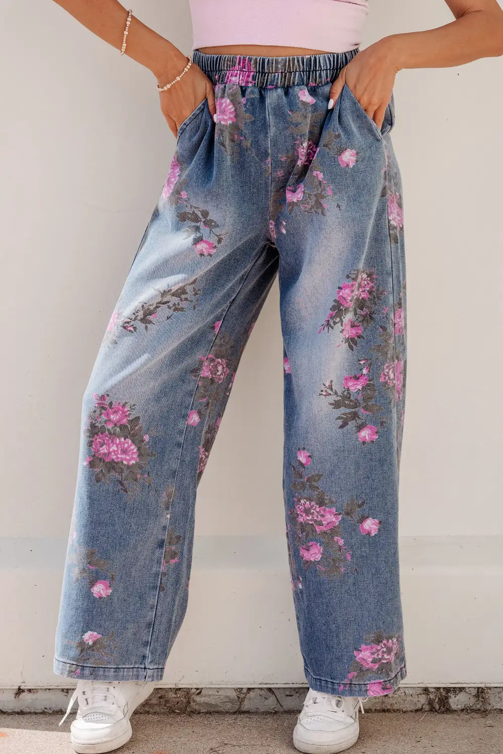 Elastic Waist Denim Jeans