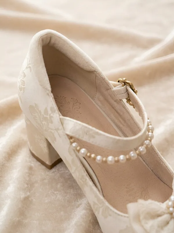 Lace Bow Floral Women's Bavarian Occasion Heels