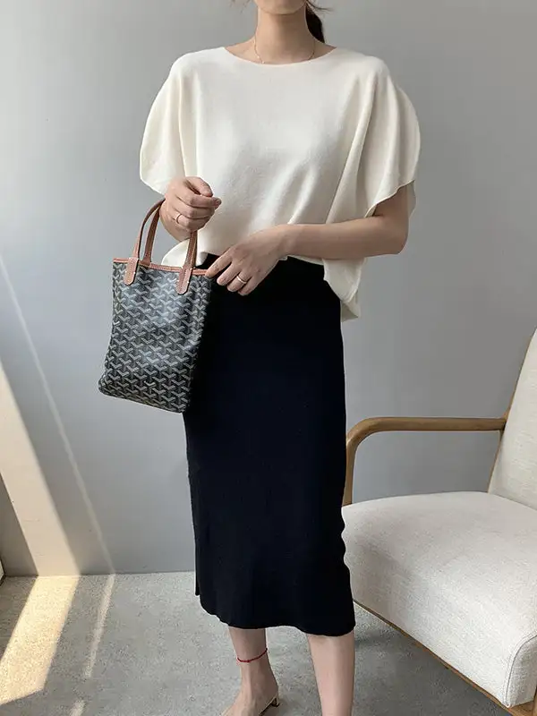 Off Shoulder Half Sleeve Relaxed Fit Pullover Sweater