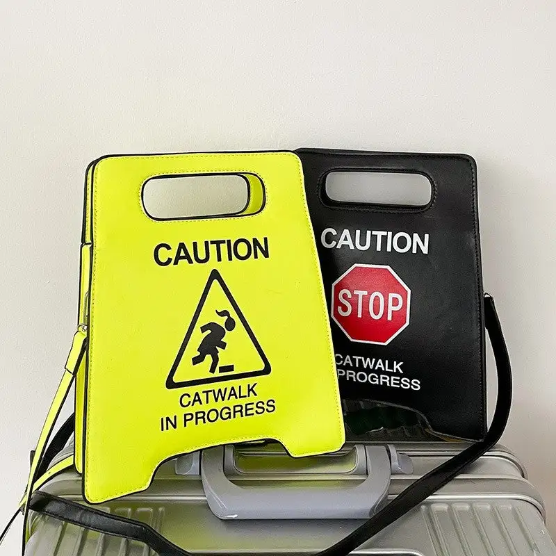 Creative Warning Sign Handle Bag
