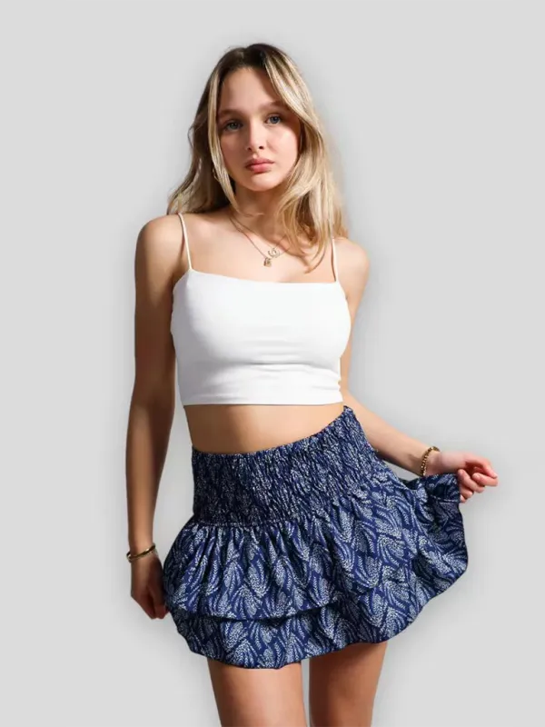 Pleated Ruffle Trim Skirt