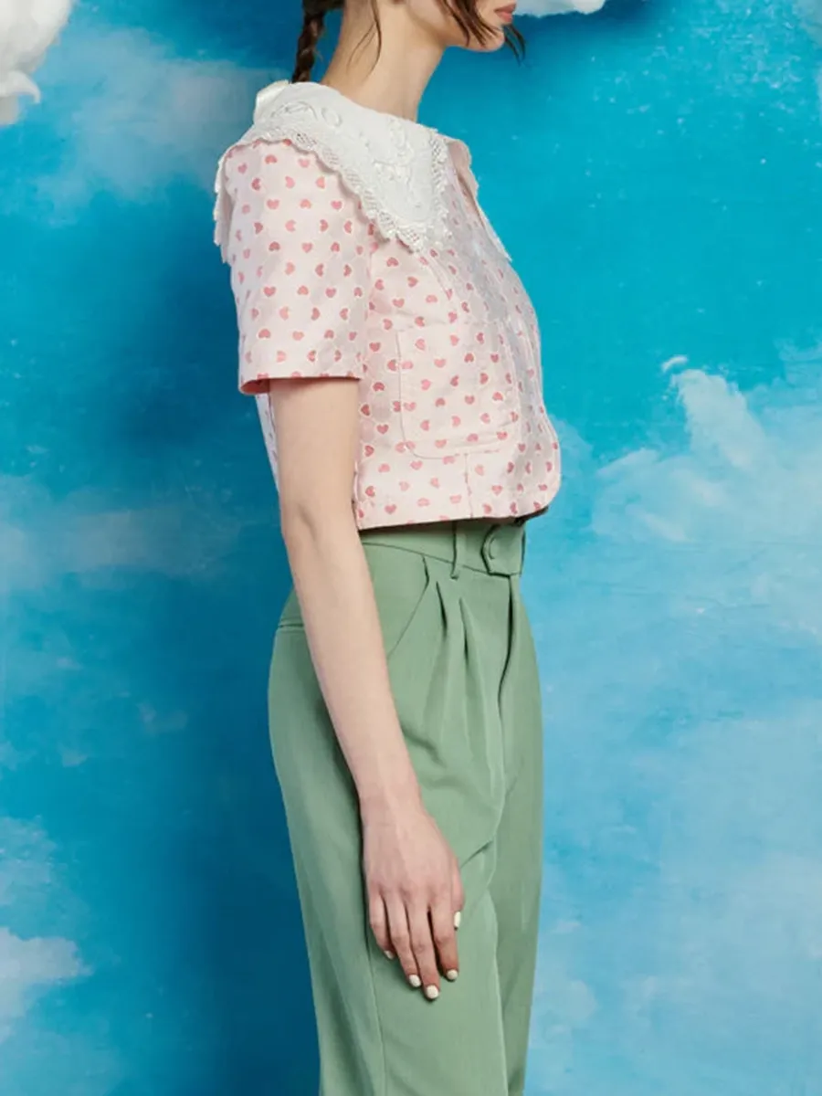 Easy Casual Wear Jacquard Bow Top