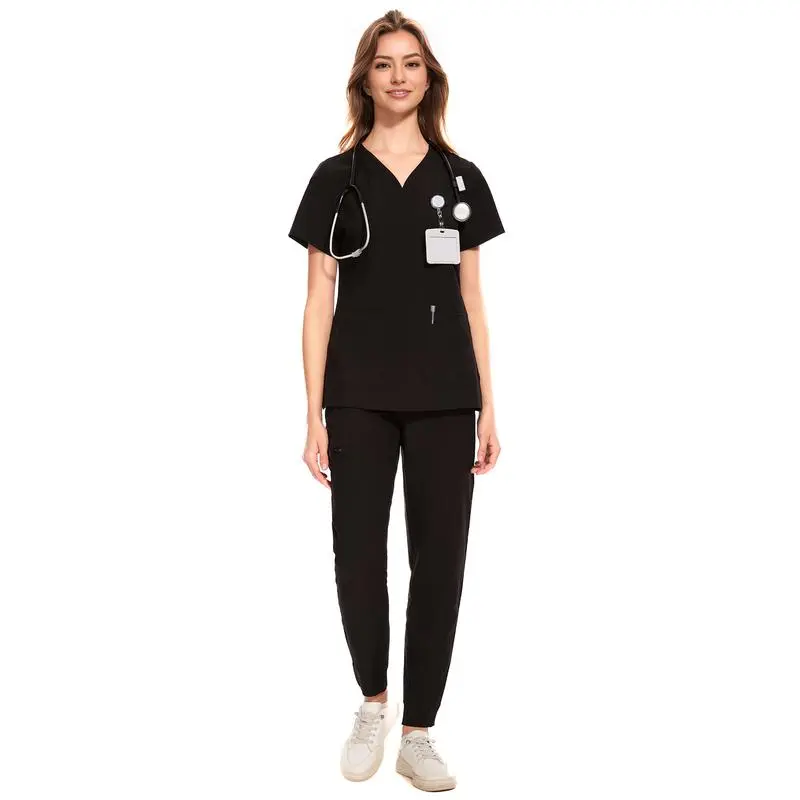 Women's V-Neck Workwear – Short Sleeve & Sleeveless Options with Inner Lining
