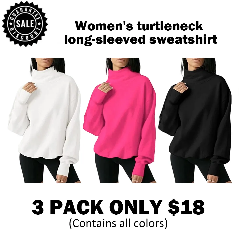 复制Women'S Oversized Turtleneck Sweatshirt Long Sleeve Pullover Casual Tops Womenswear Hoodie