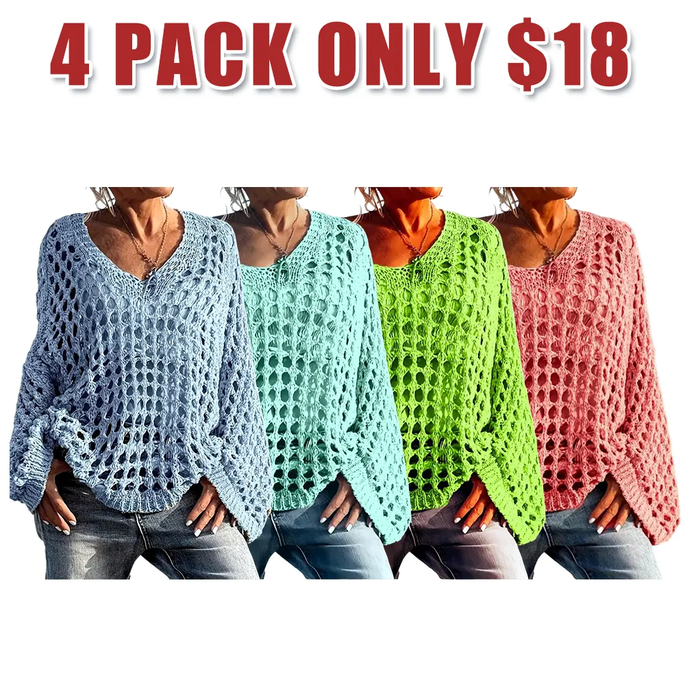 Women's loose-fitting hollow-out design top