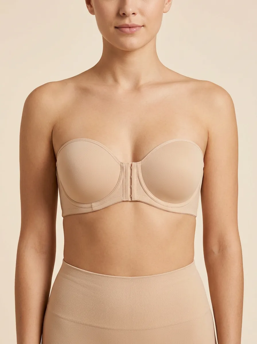 Women's Bandeau-Style Seamless Front-Closure Strapless Bra