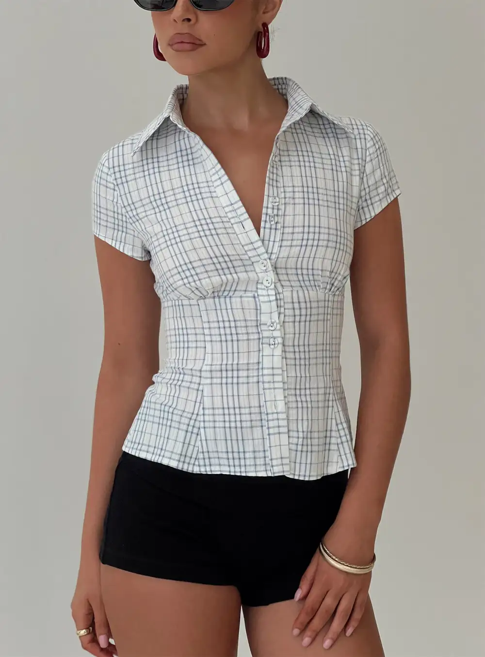 Balanced Button Up Collared Blouse