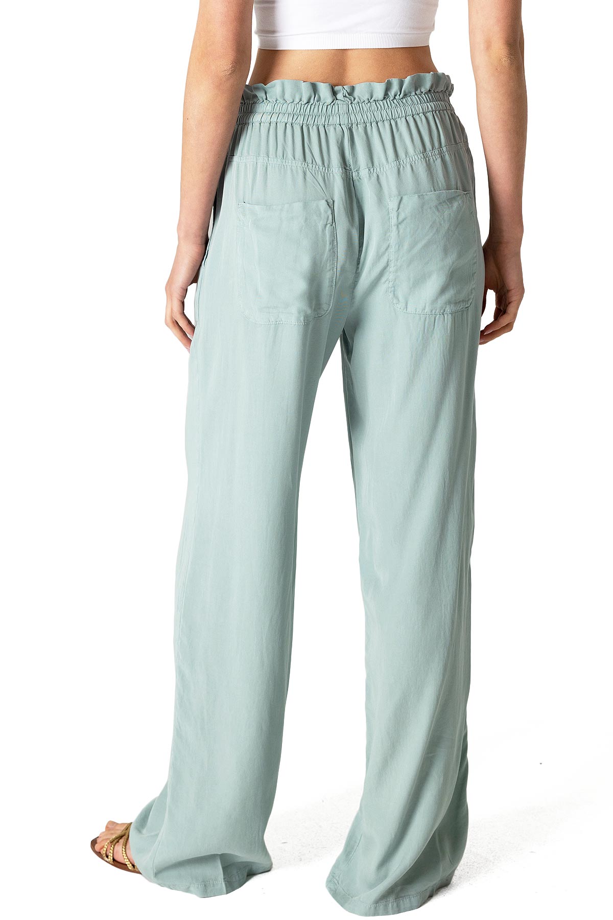 Light Blue Elastic - Waist Wide - Leg Pants