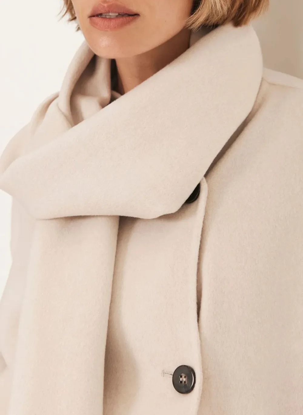 Casual Style Blend Hand Finished Scarf Coat
