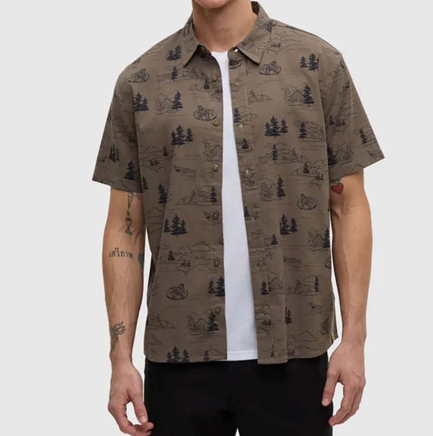 Coastal Print Men's Short Sleeve Shirt