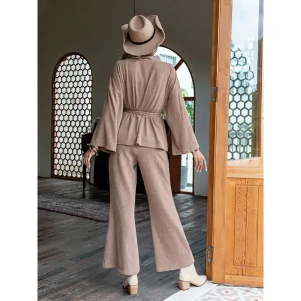Dropped Shoulder Cardigan and Pants Set