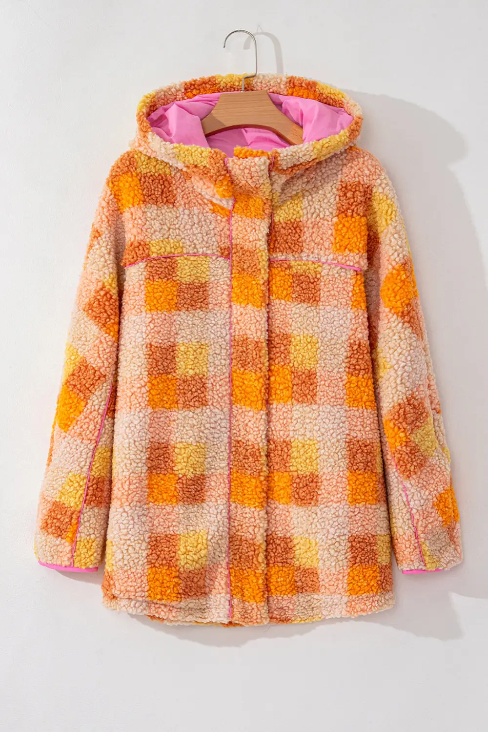 Checkered Sherpa Hooded Jacket