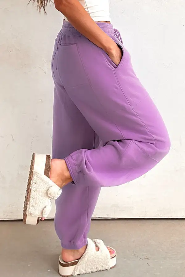 Refined Drawstring Patchwork Jogger Pants