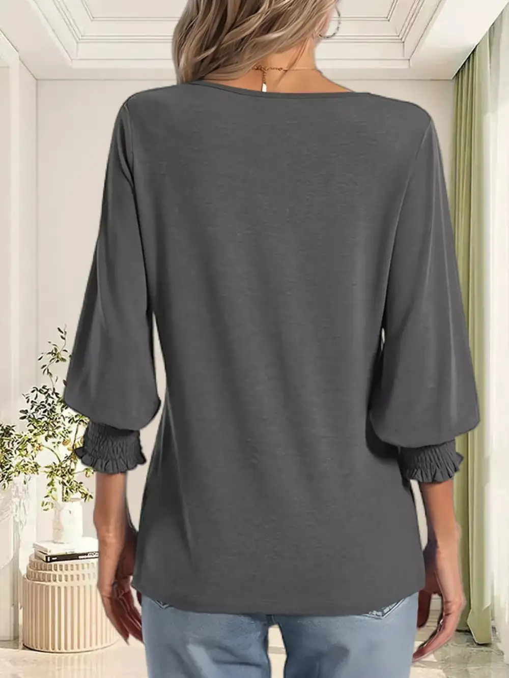 Notched Sleeve Top Plus