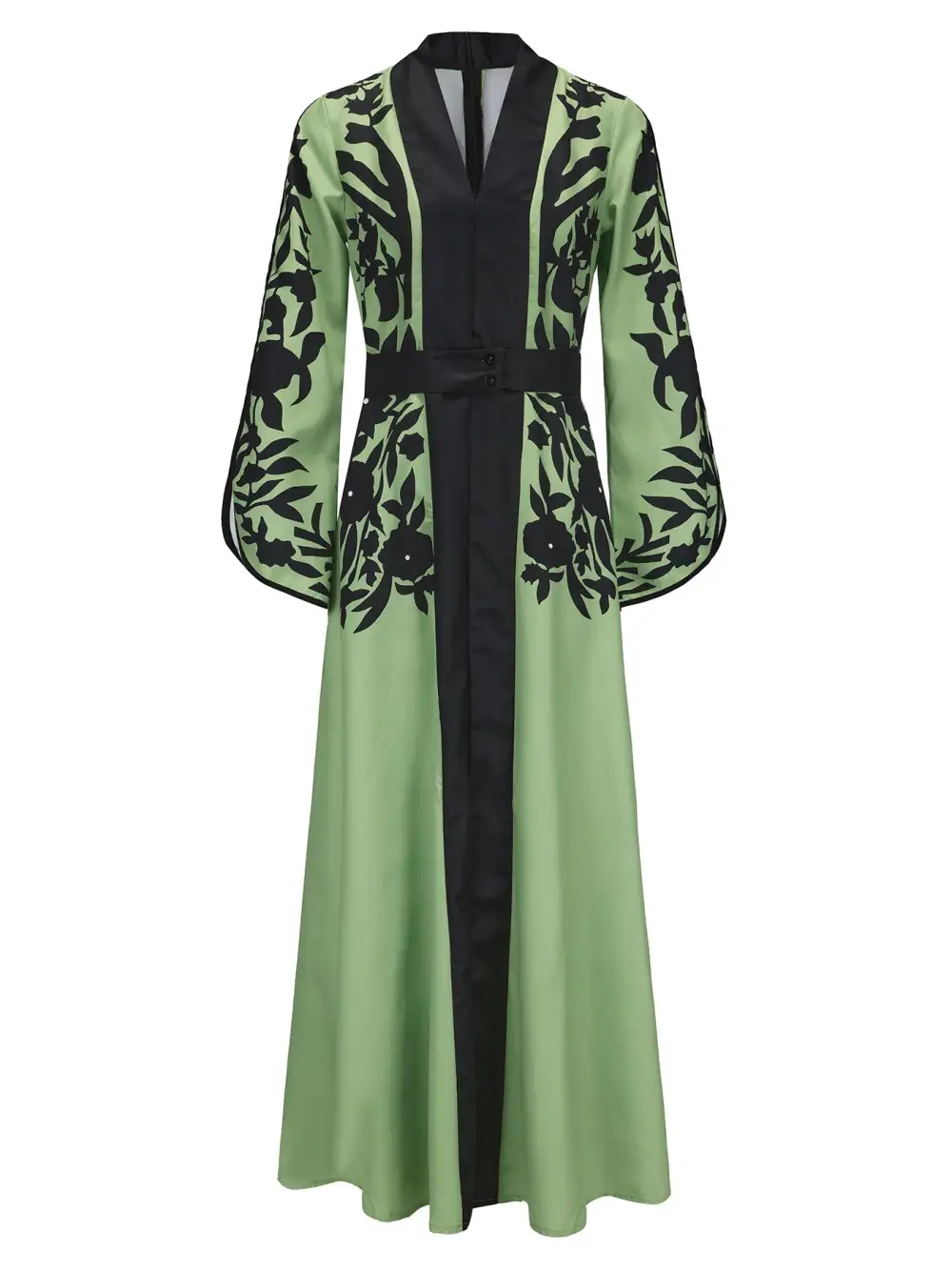 Flared Printed Neck Maxi Dress