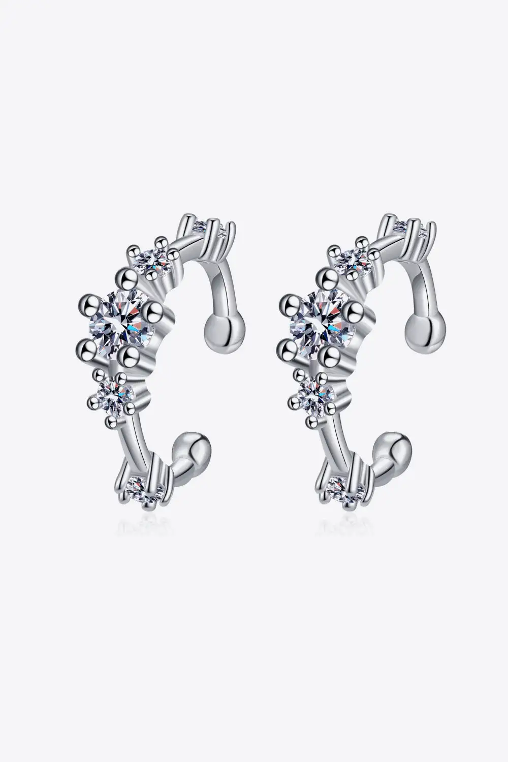 Moissanite Rhodium Plated Cuff Earrings