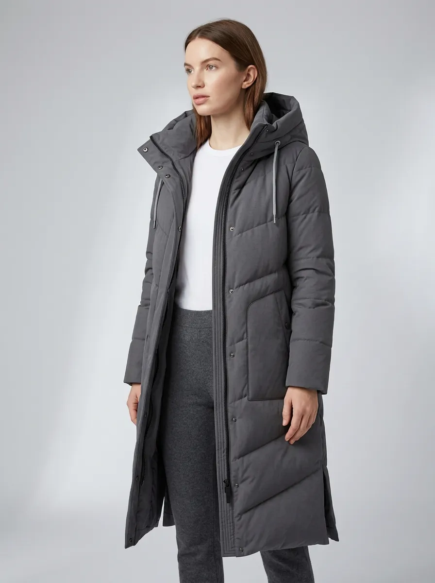 Everyday-Layer Padded Long Hooded Coat