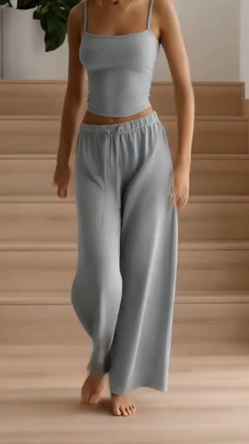 Two-Piece Set Women's Solid Color Cami Top & Pants, Casual Sleeveless Top & Pants for Daily Wear, Ladies Summer Clothes