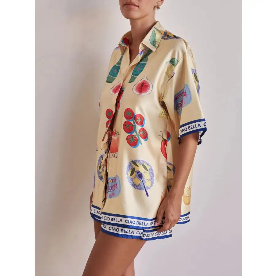 Printed Button Up Top and Shorts Set