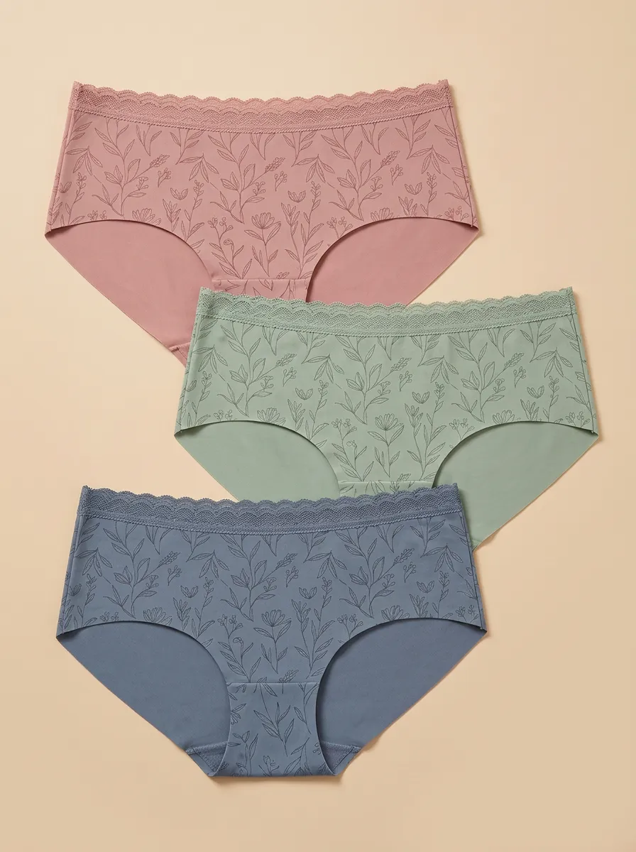 Women's Botanical Lace Trim Mid-Rise Briefs 3-Pack