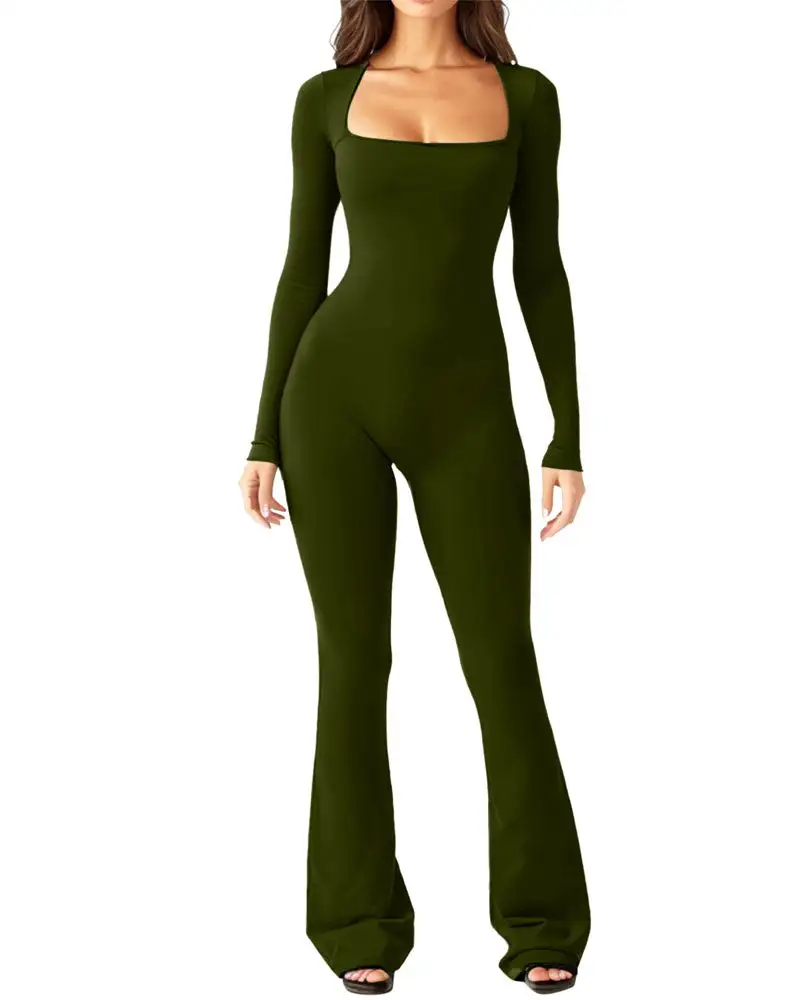 Flared Long Sleeve Jumpsuit